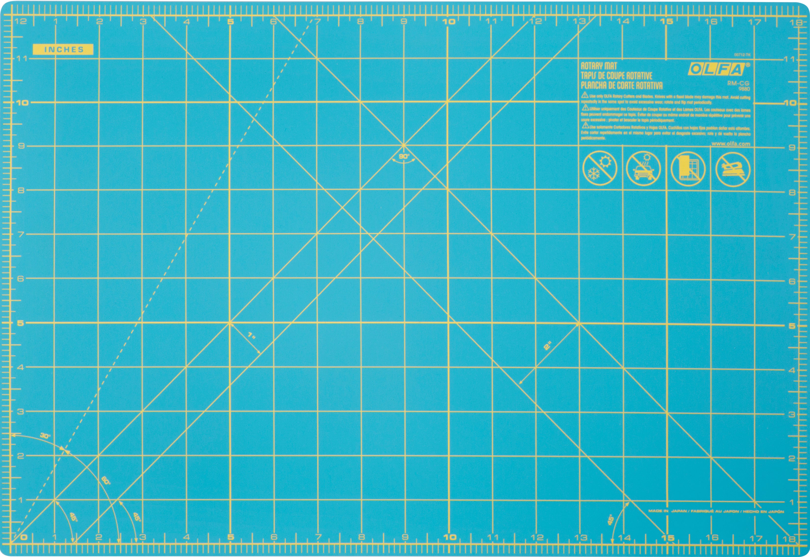 OLFA Splash Gridded Cutting Mat 12X18-Aqua