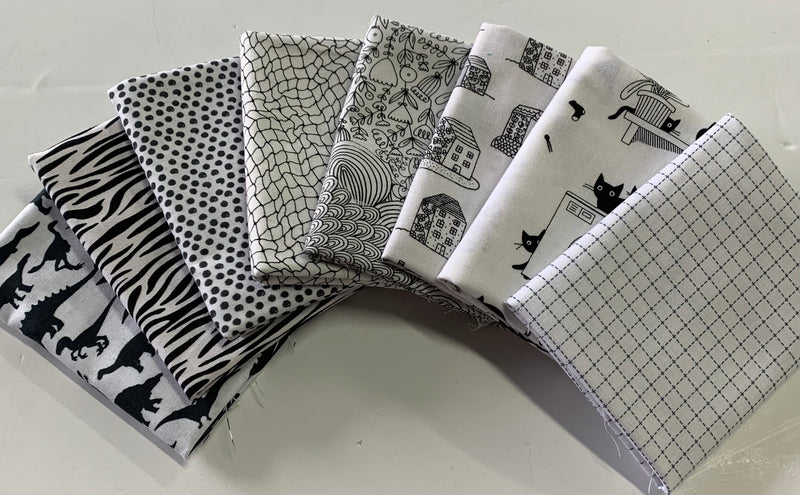 Fat Quarter Bundle White and Black