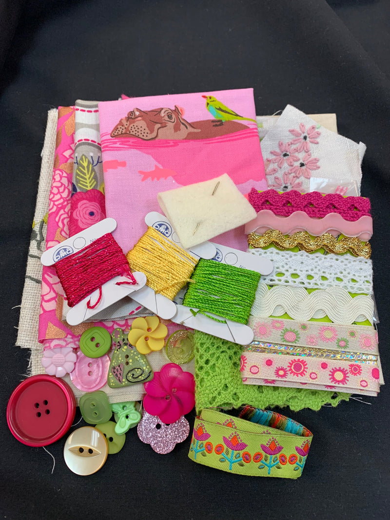Slow Stitching Starter Kits Pink Hippo
