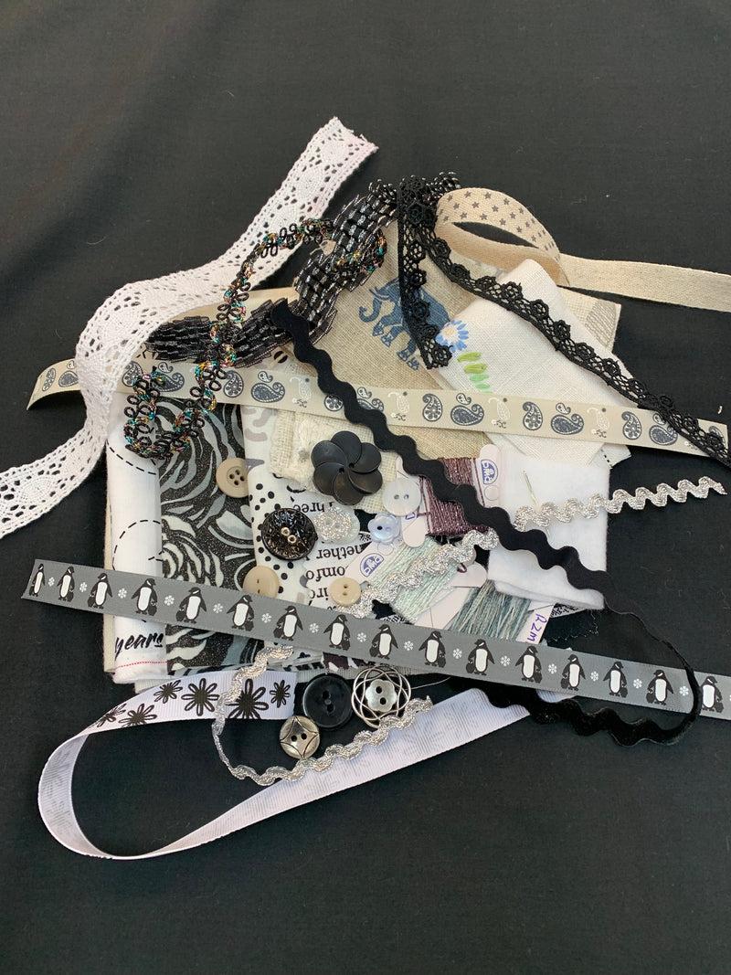 Slow Stitching Starter Kits Black & White