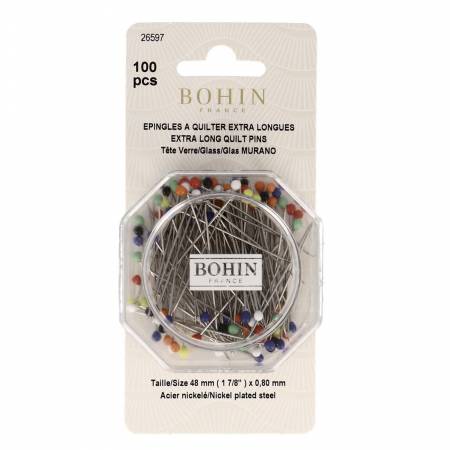 Bohin Quilting Glass Head Pin Size 30 - 1 7/8in 100ct