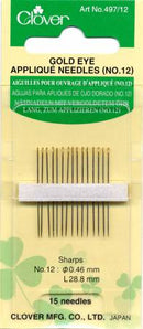 Clover Gold Eye Applique Needles Size12