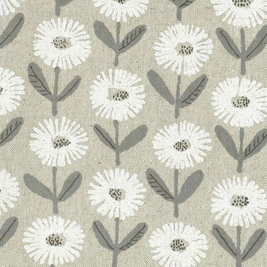 Shimoda Japanese Linen White Flowers 102