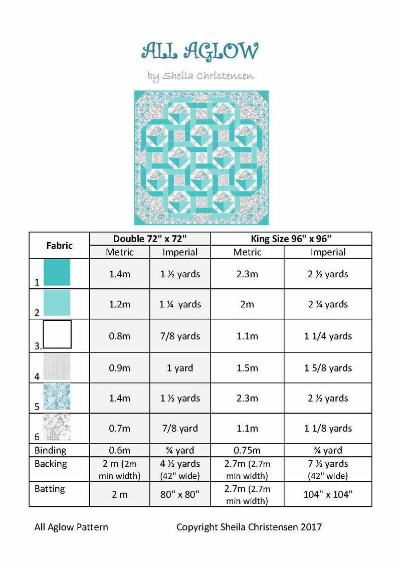 All Aglow Queen/King Size Quilt Pattern pdf