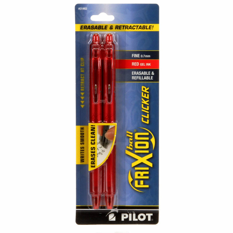 Frixion Clicker Pen Red Fine Point 0.7mm 2pk