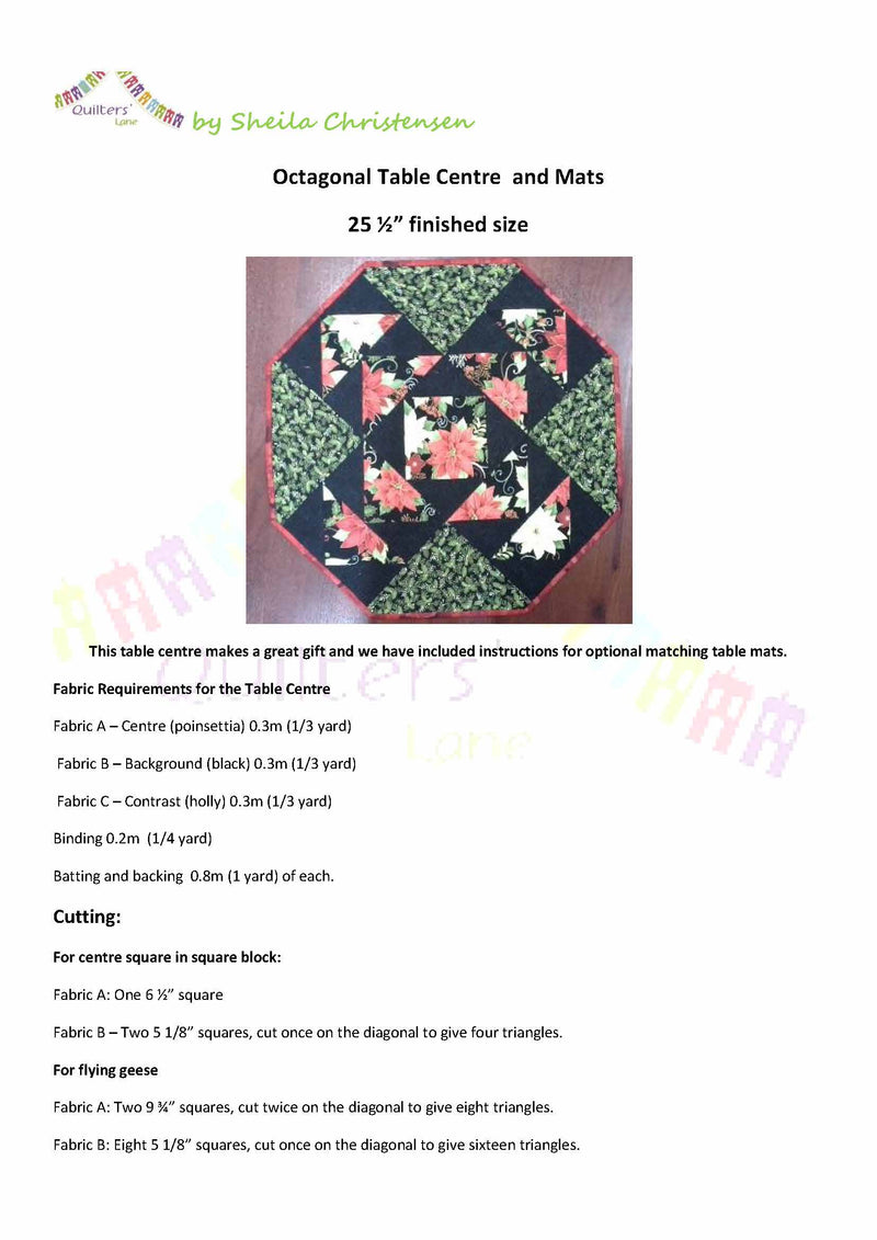 Octagonal Table Centre and Mats Pattern pdf
