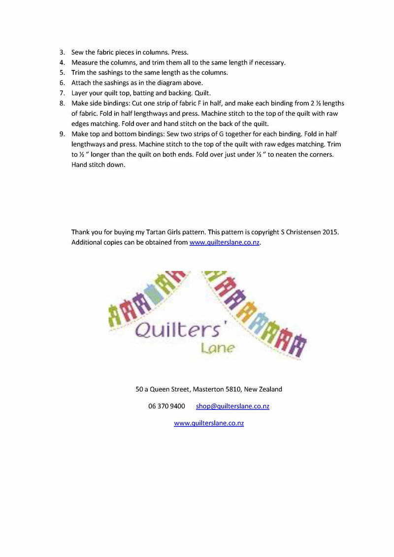 Tartan Girls Quilt Pattern pdf